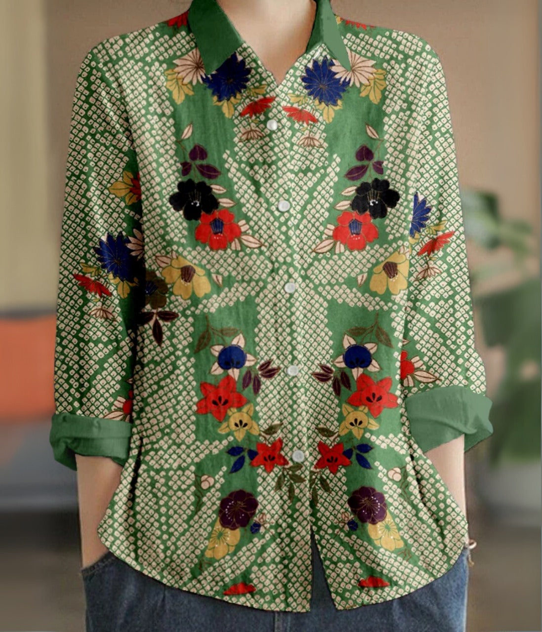 ガーデンカラー長袖ブラウス