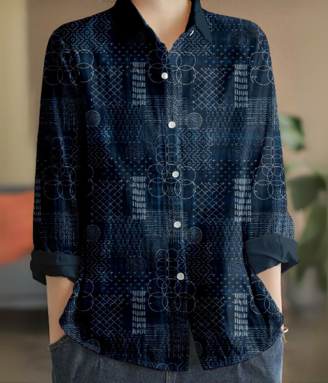 マルチデザイン長袖ブラウス