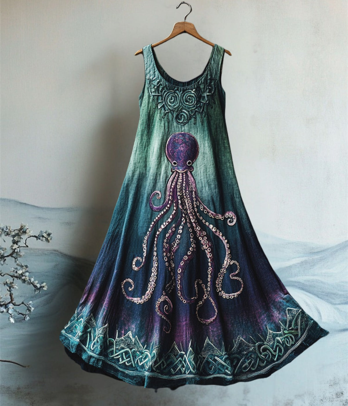 ノースリーブ プリント ショートドレス