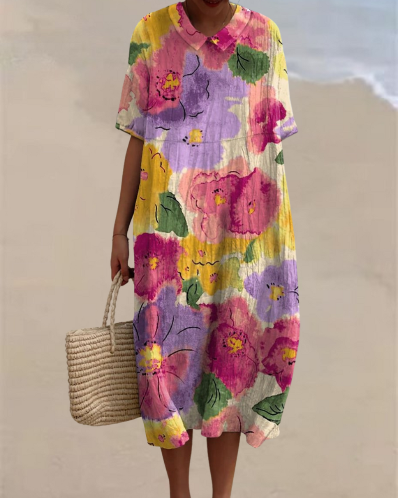 マルチカラーフラワーワンピース