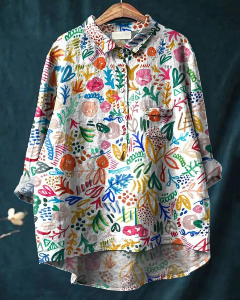 マルチカラーのブラウス