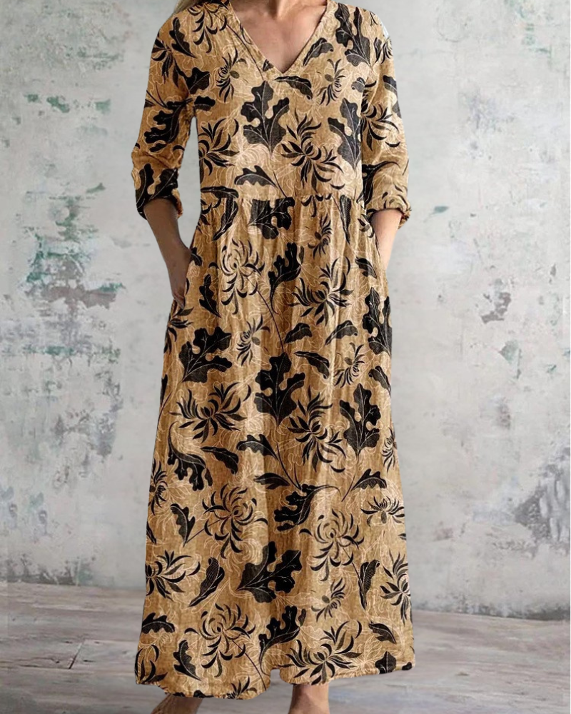 プリンテッドロングスカート ゴールデンリーフ