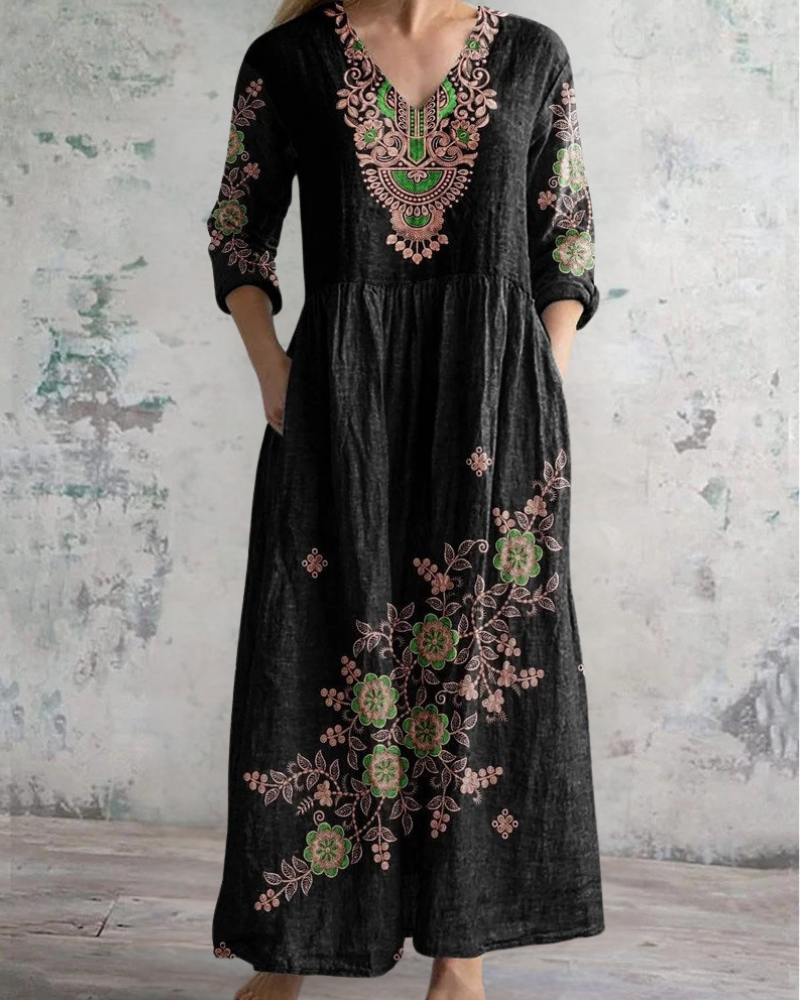 プリンテッドロングスカート ピンクフラワー