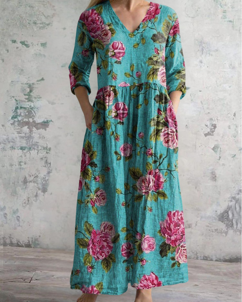 ブルーラブロングスカートドレス