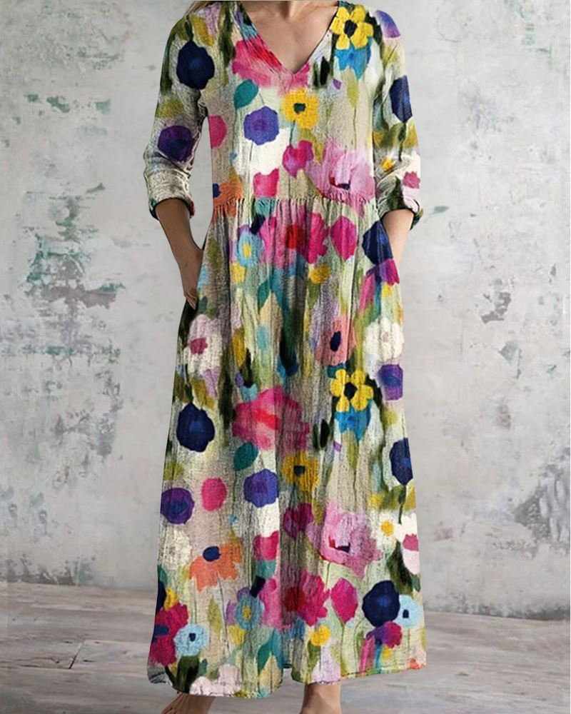 レインボーフラワーロングスカート