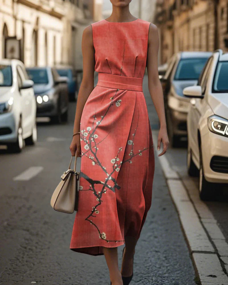 レッド・リーフ・マキシ・ドレス