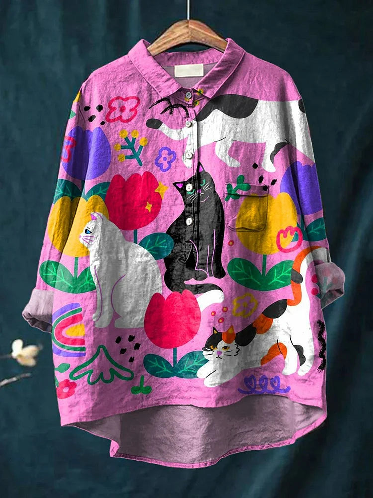 猫アートシャツ