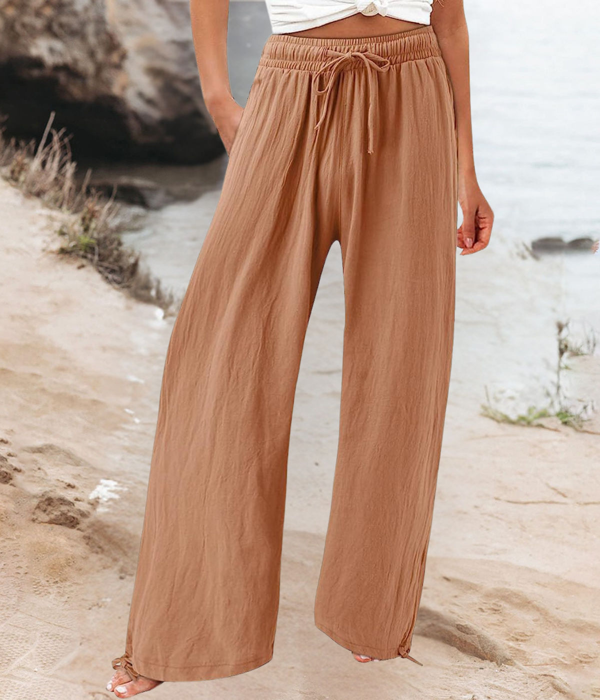 ブラウンカジュアルなボヘミアン・パンツ