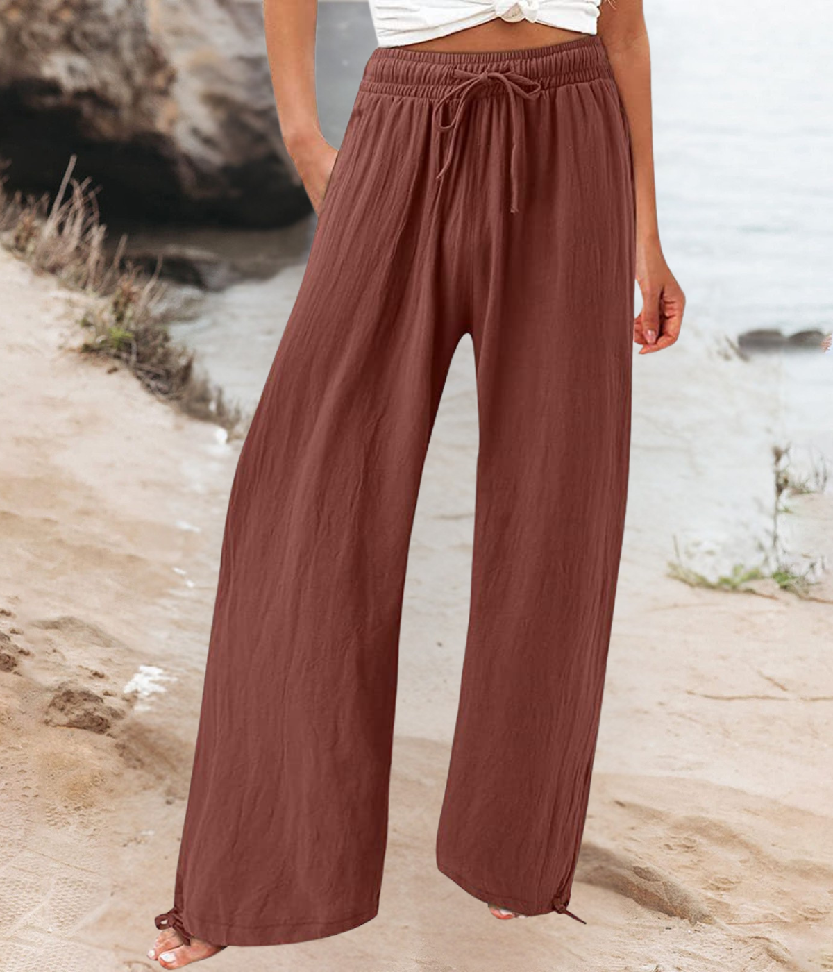 マルーンカジュアルなボヘミアン・パンツ