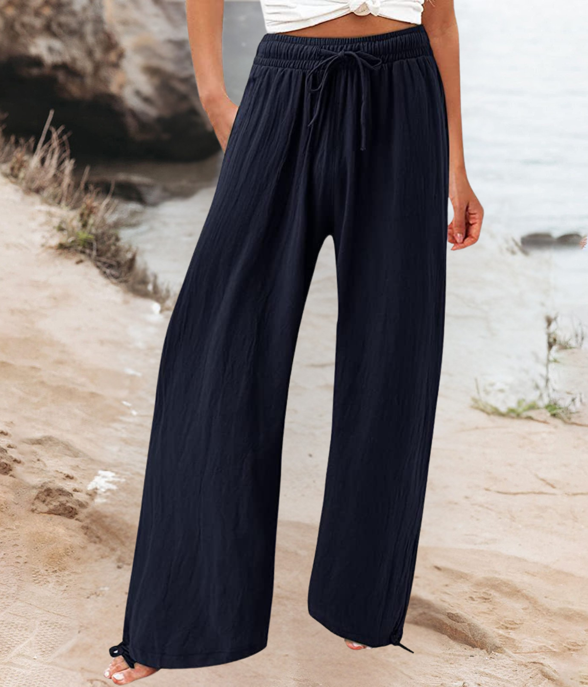 ダークブルーカジュアルなボヘミアン・パンツ